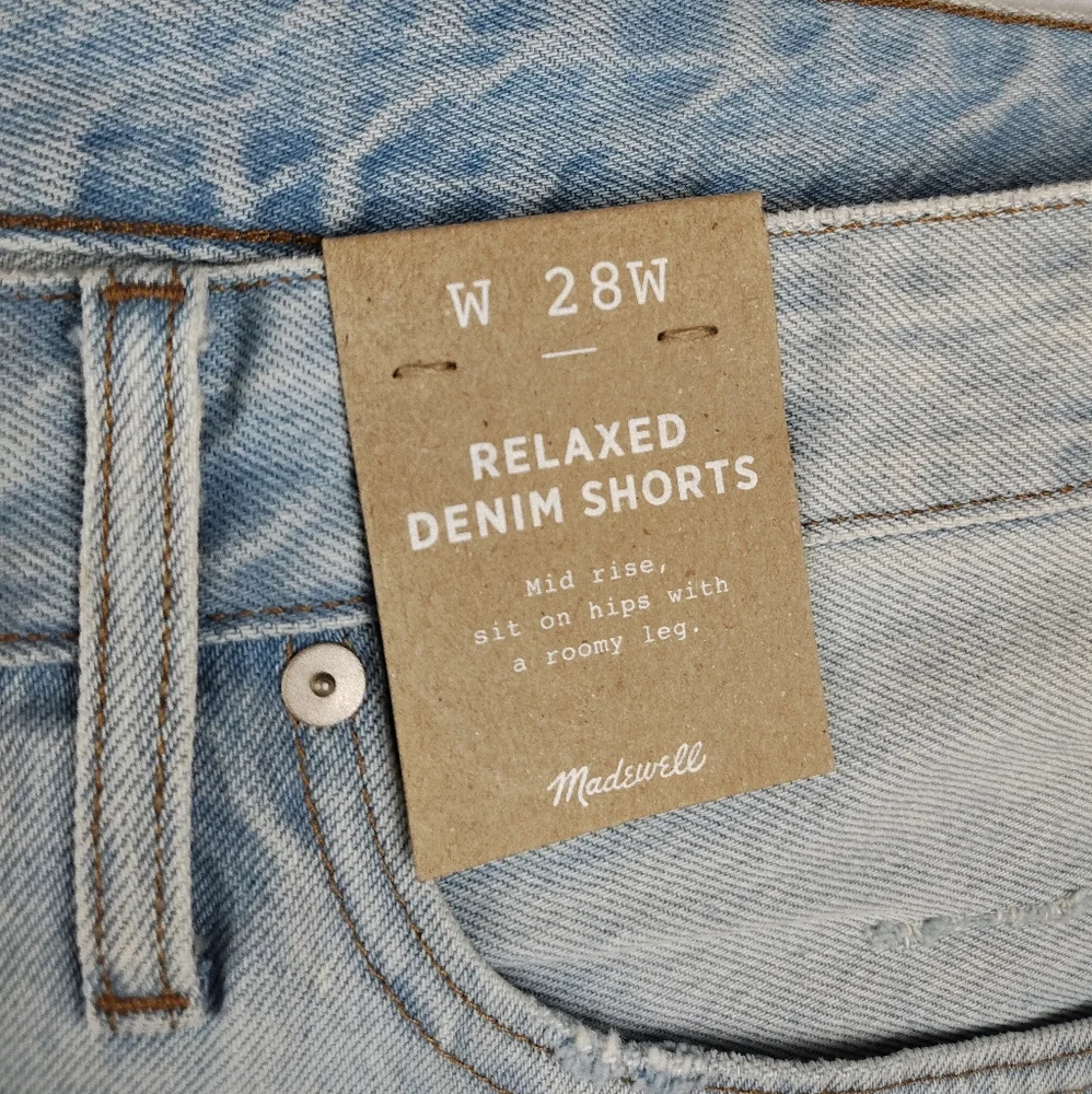 NWT Madewell Light Blue Relaxed Denim Shorts Size 28W